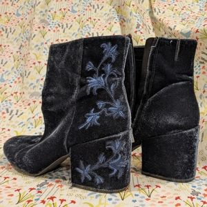 Navy Velvet Ankle Boots